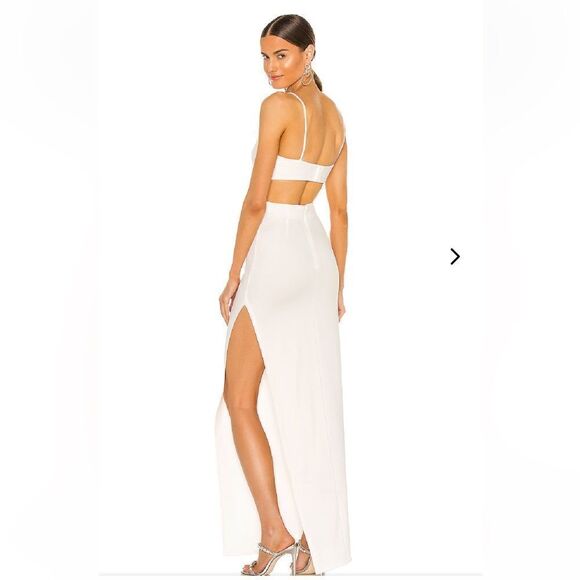 Lovers and Friends Karma maxi dress white high slit column gown Revolve M - Picture 2 of 13
